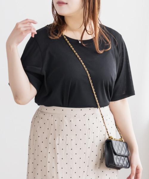 CLETTE(クレット)の「CLETTEオリジナルベーシック半袖シアーTシャツ(Tシャツ/カットソー・レディース・ブラック/オフホワイト・4L/3L/LL)」の6枚目の写真