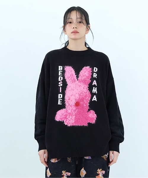 bedsidedrama（ベットサイドドラマ）の「Pink Rabbit Wide Knit Sweater（ニット/セーター・レディース・グレー/ブラック・2/1）」の2枚目の写真