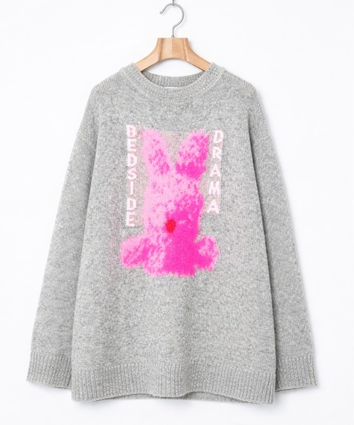 bedsidedrama（ベットサイドドラマ）の「Pink Rabbit Wide Knit Sweater（ニット/セーター・レディース・グレー/ブラック・2/1）」の6枚目の写真