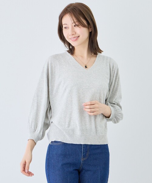 Jayro（ジャイロ）の「ピュアコットンカルマネックプルオーバー（ニット/セーター・レディース・スミクロ/オフホワイト・FREE）」の4枚目の写真