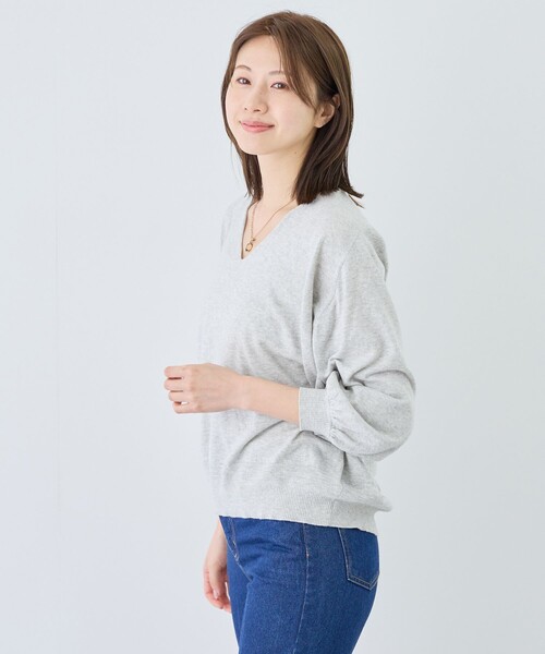 Jayro（ジャイロ）の「ピュアコットンカルマネックプルオーバー（ニット/セーター・レディース・スミクロ/オフホワイト・FREE）」の5枚目の写真