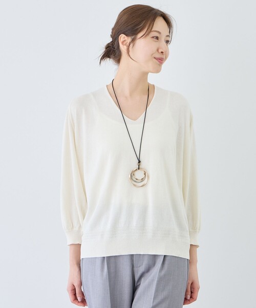 Jayro（ジャイロ）の「ピュアコットンカルマネックプルオーバー（ニット/セーター・レディース・スミクロ/オフホワイト・FREE）」の11枚目の写真
