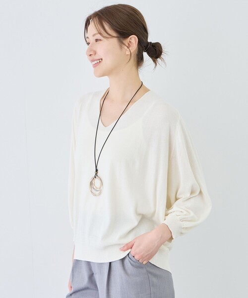 Jayro（ジャイロ）の「ピュアコットンカルマネックプルオーバー（ニット/セーター・レディース・スミクロ/オフホワイト・FREE）」の13枚目の写真