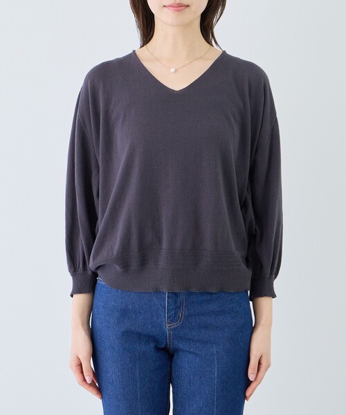 Jayro（ジャイロ）の「ピュアコットンカルマネックプルオーバー（ニット/セーター・レディース・スミクロ/オフホワイト・FREE）」の19枚目の写真