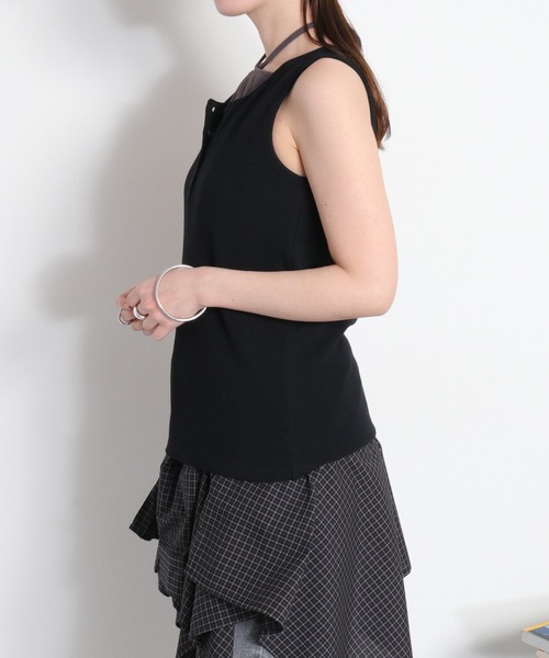 cepo（セポ）の「配色レイヤード リボンタンクトップ（Tシャツ/カットソー・レディース・ベージュ/ブラック/ホワイト・M）」の12枚目の写真
