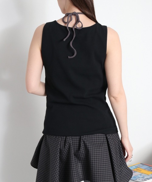 cepo（セポ）の「配色レイヤード リボンタンクトップ（Tシャツ/カットソー・レディース・ベージュ/ブラック/ホワイト・M）」の13枚目の写真
