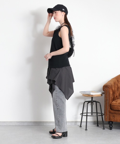 cepo（セポ）の「配色レイヤード リボンタンクトップ（Tシャツ/カットソー・レディース・ベージュ/ブラック/ホワイト・M）」の17枚目の写真