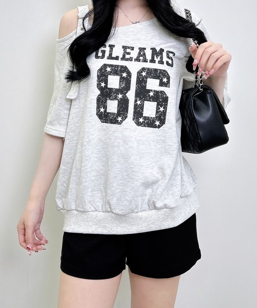 INGNI(イング)の「肩ベルト付ナンバリングスウェットトップス(Tシャツ/カットソー・レディース・カモフラージュ/オートミール/ピンク/チャコールグレー・M)」の2枚目の写真