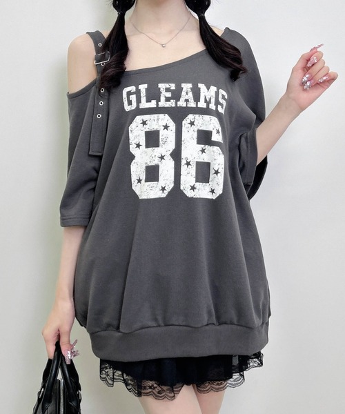 INGNI(イング)の「肩ベルト付ナンバリングスウェットトップス(Tシャツ/カットソー・レディース・カモフラージュ/オートミール/ピンク/チャコールグレー・M)」の1枚目の写真