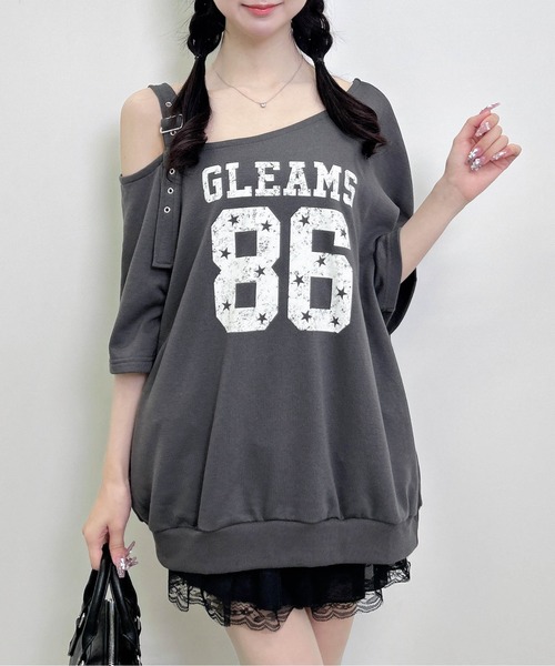 INGNI(イング)の「肩ベルト付ナンバリングスウェットトップス(Tシャツ/カットソー・レディース・カモフラージュ/オートミール/ピンク/チャコールグレー・M)」の6枚目の写真