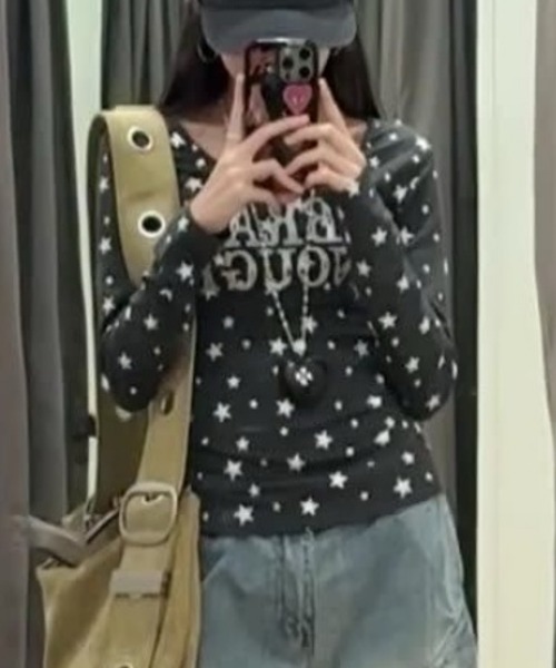 おしゃれスタ(オシャレスタ)の「スター柄ロゴデザインカットソー(Tシャツ/カットソー・レディース・ホワイト/グレー・XL/L/M/S)」の8枚目の写真