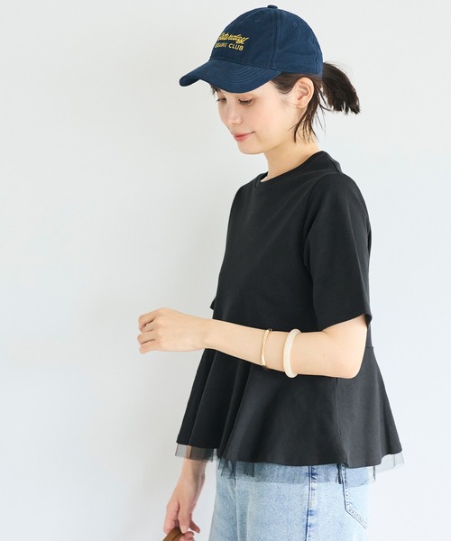 coca(coca)(コカ)の「接触冷感チュールレイヤードフレアトップス(Tシャツ/カットソー・レディース・ホワイト/ブラック・S/M/L)」の5枚目の写真