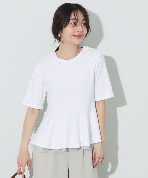 coca(coca)(コカ)の「接触冷感チュールレイヤードフレアトップス(Tシャツ/カットソー・レディース・ホワイト/ブラック・S/M/L)」の12枚目の写真