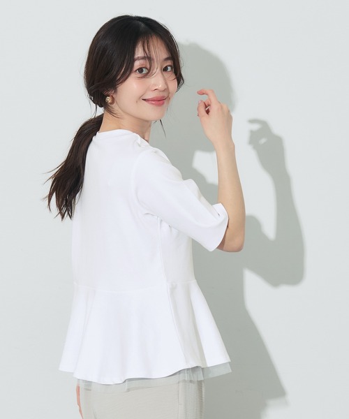 coca(coca)(コカ)の「接触冷感チュールレイヤードフレアトップス(Tシャツ/カットソー・レディース・ホワイト/ブラック・S/M/L)」の14枚目の写真