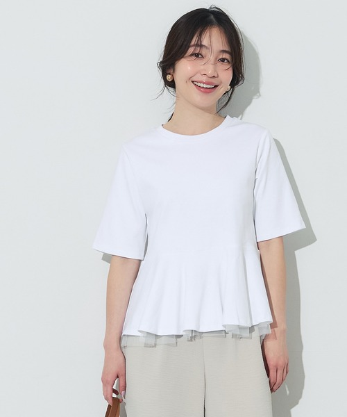 coca(coca)(コカ)の「接触冷感チュールレイヤードフレアトップス(Tシャツ/カットソー・レディース・ホワイト/ブラック・S/M/L)」の17枚目の写真