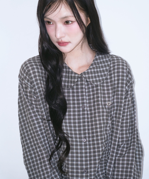 THE GREEN LAB（ザグリーンラボ）の「ラブリーカラー チェック フリル ロングトップ [チャコールグレー]（シャツ/ブラウス・レディース・その他・FREE）」の12枚目の写真