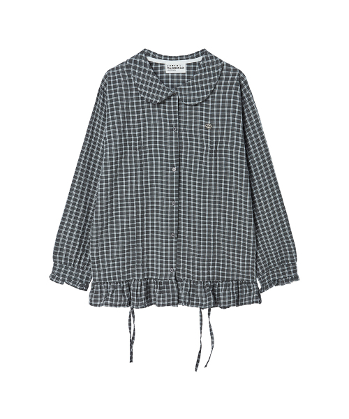 THE GREEN LAB（ザグリーンラボ）の「ラブリーカラー チェック フリル ロングトップ [チャコールグレー]（シャツ/ブラウス・レディース・その他・FREE）」の19枚目の写真