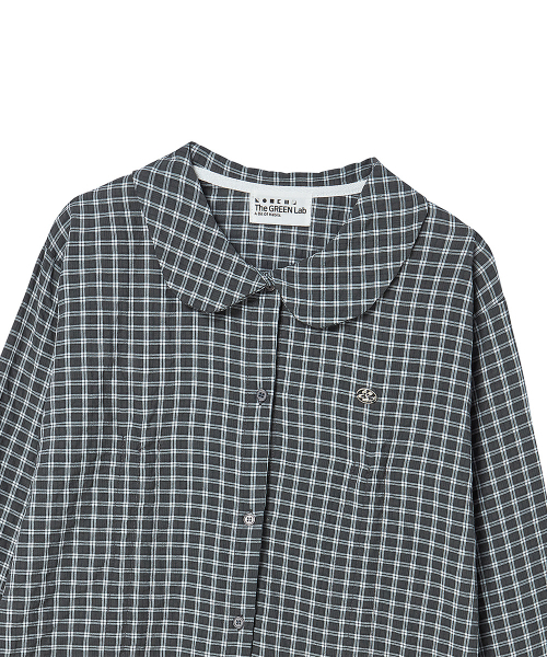 THE GREEN LAB（ザグリーンラボ）の「ラブリーカラー チェック フリル ロングトップ [チャコールグレー]（シャツ/ブラウス・レディース・その他・FREE）」の16枚目の写真