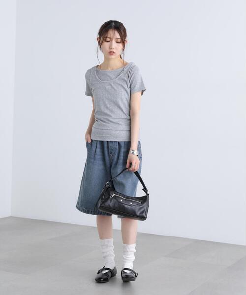FREE'S MART(フリーズマート)の「◆針抜きテレコTシャツタンクセット(Tシャツ/カットソー・レディース・ネイビー/ホワイト/グレー・FREE)」の22枚目の写真
