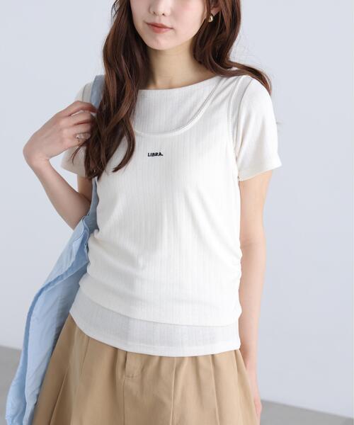 FREE'S MART(フリーズマート)の「◆針抜きテレコTシャツタンクセット(Tシャツ/カットソー・レディース・ネイビー/ホワイト/グレー・FREE)」の4枚目の写真