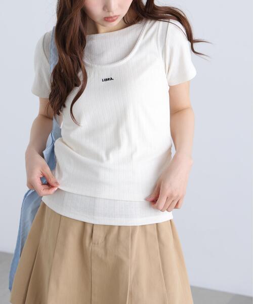 FREE'S MART(フリーズマート)の「◆針抜きテレコTシャツタンクセット(Tシャツ/カットソー・レディース・ネイビー/ホワイト/グレー・FREE)」の5枚目の写真