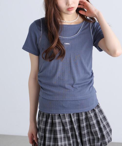 FREE'S MART(フリーズマート)の「◆針抜きテレコTシャツタンクセット(Tシャツ/カットソー・レディース・ネイビー/ホワイト/グレー・FREE)」の13枚目の写真