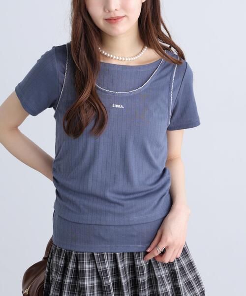 FREE'S MART(フリーズマート)の「◆針抜きテレコTシャツタンクセット(Tシャツ/カットソー・レディース・ネイビー/ホワイト/グレー・FREE)」の14枚目の写真