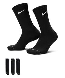 NIKE（ナイキ）の「ナイキ エブリデイ エレベーテッド クルー ソックス (3足) / Nike Everyday Elevated Crew Socks (3 Pairs) HQ4335-902 Black（ソックス/靴下）」
