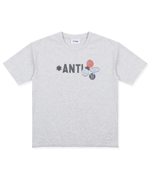 XTONZ（エクストーンズ）の「XF010 アンチピンバッジTシャツ (GRAY)（Tシャツ/カットソー・レディース・その他・MEDIUM/LARGE/X-SMALL/SMALL）」の7枚目の写真