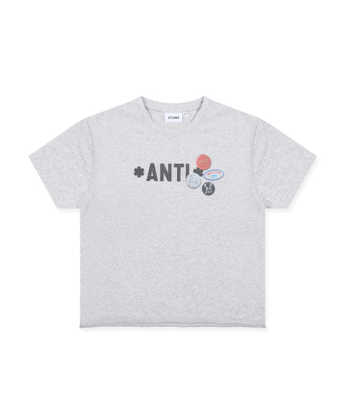 XTONZ（エクストーンズ）の「XF010 アンチピンバッジTシャツ (GRAY)（Tシャツ/カットソー・レディース・その他・MEDIUM/LARGE/X-SMALL/SMALL）」の9枚目の写真