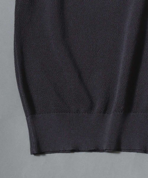 ANPAS(アンパス)の「Cooling Pique-Texture Knit Polo Cardigan / 14G 接触冷感 鹿の子編み ルーズシルエットニットポロカーデ 半袖 メンズ サマーカーディガン シンプル 無地(カーディガン/ボレロ・メンズ・ブラック/チャコールグレー/グレイッシュベージュ・M/L)」の10枚目の写真