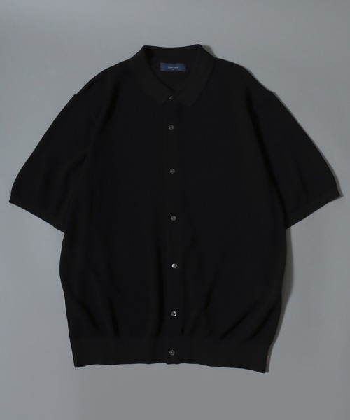 ANPAS(アンパス)の「Cooling Pique-Texture Knit Polo Cardigan / 14G 接触冷感 鹿の子編み ルーズシルエットニットポロカーデ 半袖 メンズ サマーカーディガン シンプル 無地(カーディガン/ボレロ・メンズ・ブラック/チャコールグレー/グレイッシュベージュ・M/L)」の14枚目の写真