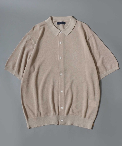 ANPAS(アンパス)の「Cooling Pique-Texture Knit Polo Cardigan / 14G 接触冷感 鹿の子編み ルーズシルエットニットポロカーデ 半袖 メンズ サマーカーディガン シンプル 無地(カーディガン/ボレロ・メンズ・ブラック/チャコールグレー/グレイッシュベージュ・M/L)」の21枚目の写真