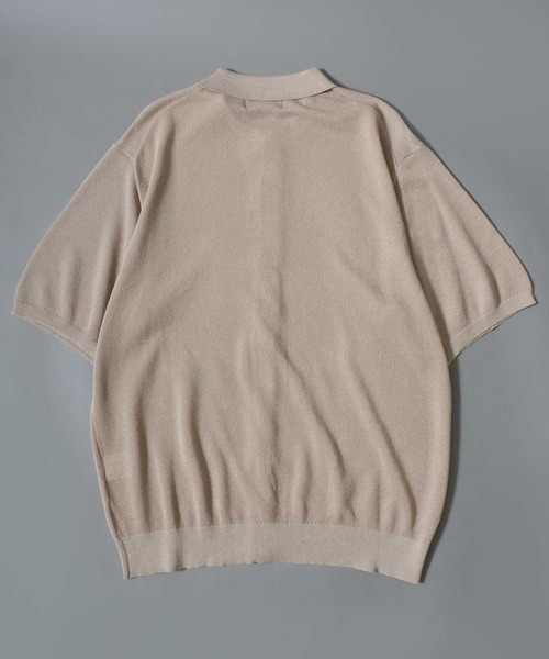 ANPAS(アンパス)の「Cooling Pique-Texture Knit Polo Cardigan / 14G 接触冷感 鹿の子編み ルーズシルエットニットポロカーデ 半袖 メンズ サマーカーディガン シンプル 無地(カーディガン/ボレロ・メンズ・ブラック/チャコールグレー/グレイッシュベージュ・M/L)」の22枚目の写真