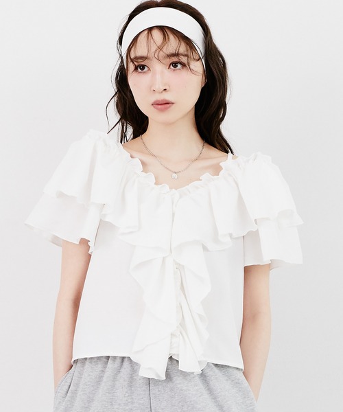 Tiny EDEN(タイニーエデン)の「オフショル2WAYトップス(シャツ/ブラウス・レディース・ホワイト/ブラック・FREE)」の5枚目の写真