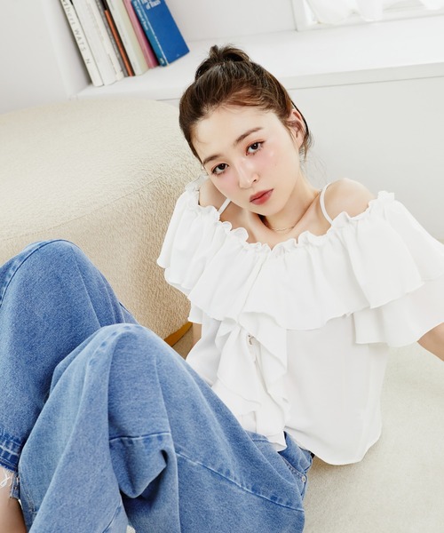 Tiny EDEN(タイニーエデン)の「オフショル2WAYトップス(シャツ/ブラウス・レディース・ホワイト/ブラック・FREE)」の15枚目の写真