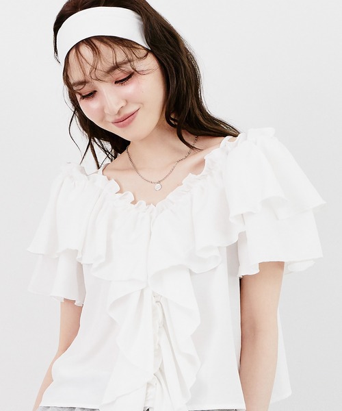 Tiny EDEN(タイニーエデン)の「オフショル2WAYトップス(シャツ/ブラウス・レディース・ホワイト/ブラック・FREE)」の12枚目の写真