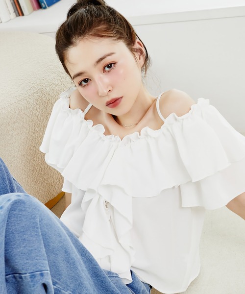 Tiny EDEN(タイニーエデン)の「オフショル2WAYトップス(シャツ/ブラウス・レディース・ホワイト/ブラック・FREE)」の16枚目の写真