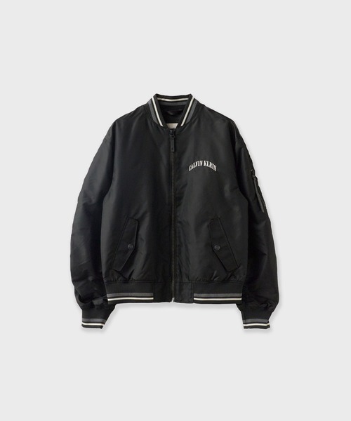 Calvin Klein(カルバン・クライン)の「Calvin Klein LS UNFILLED NYLON TIPPED GRAPHIC BOMBER MA-1 / 4RF510G(ブルゾン・メンズ・ブラック・M/S/L)」の1枚目の写真