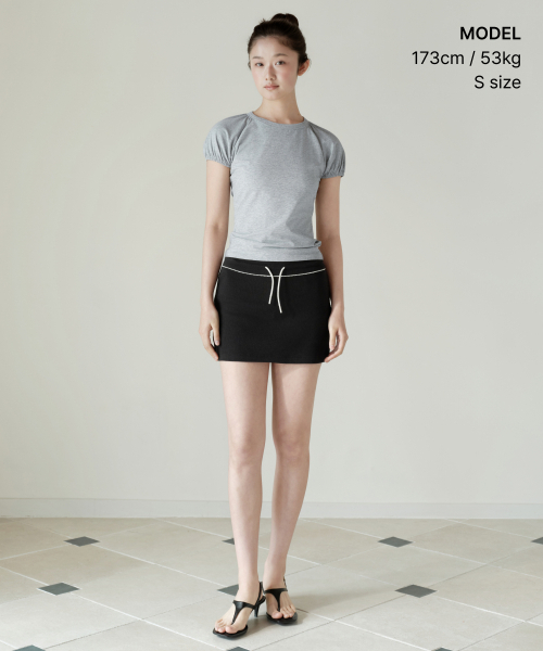 MUSINSA STANDARD WOMAN（ムシンサスタンダードウーマン）の「ウィメンズボリュームスリーブスリムTシャツ[ミディアムグレー]（Tシャツ/カットソー・レディース・その他・X-SMALL/SMALL/MEDIUM/LARGE）」の2枚目の写真