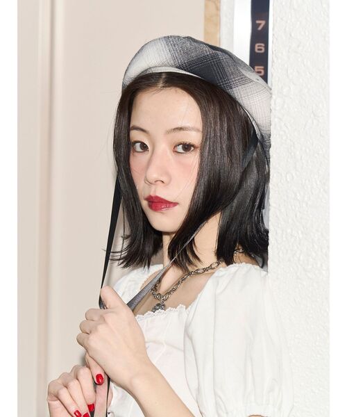 jouetie(ジュエティ)の「【kaorinomori×jouetie】ルモアスタッズベレー(ハンチング/ベレー帽・レディース・ブラック/レッド・FREE)」の9枚目の写真