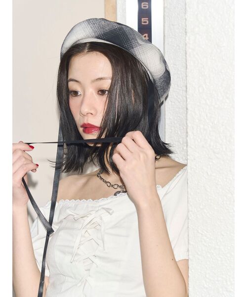 jouetie(ジュエティ)の「【kaorinomori×jouetie】ルモアスタッズベレー(ハンチング/ベレー帽・レディース・ブラック/レッド・FREE)」の10枚目の写真
