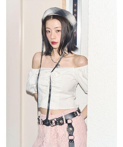 jouetie(ジュエティ)の「【kaorinomori×jouetie】ルモアスタッズベレー(ハンチング/ベレー帽・レディース・ブラック/レッド・FREE)」の13枚目の写真
