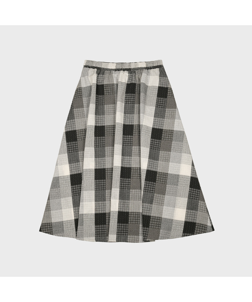 MMOGARDEN（エメモガーデン）の「(w) patchwork skirt (3colors)（スカート・レディース・ブルー/Brick/ブラック・FREE）」の2枚目の写真