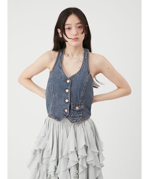LILY BROWN(リリーブラウン)の「デニムホルタービスチェ(その他トップス・レディース・ブラック/ブルー・F)」の18枚目の写真