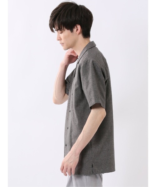 m.f.editorial(エムエフエディトリアル)の「【リネン調 開襟】m.f.エディトリアル メンズ オープンカラー 半袖 シャツ(シャツ/ブラウス・メンズ・オリーブ/グレー/ベージュ・LARGE/MEDIUM/X-LARGE)」の5枚目の写真