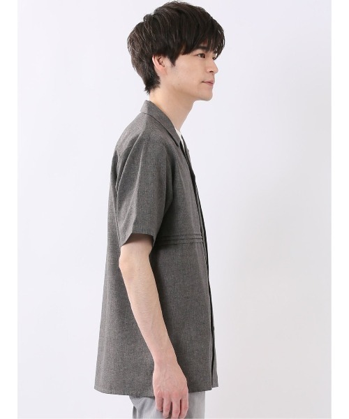 m.f.editorial(エムエフエディトリアル)の「【リネン調 開襟】m.f.エディトリアル メンズ オープンカラー 半袖 シャツ(シャツ/ブラウス・メンズ・オリーブ/グレー/ベージュ・LARGE/MEDIUM/X-LARGE)」の7枚目の写真
