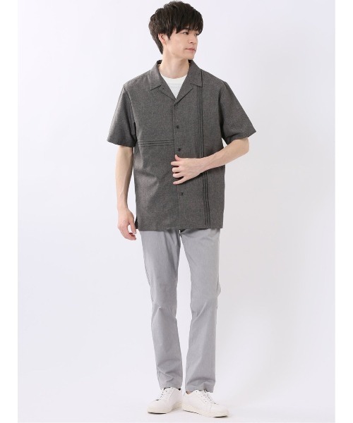m.f.editorial(エムエフエディトリアル)の「【リネン調 開襟】m.f.エディトリアル メンズ オープンカラー 半袖 シャツ(シャツ/ブラウス・メンズ・オリーブ/グレー/ベージュ・LARGE/MEDIUM/X-LARGE)」の8枚目の写真