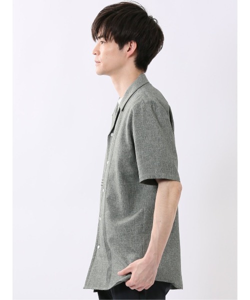 m.f.editorial(エムエフエディトリアル)の「【リネン調 開襟】m.f.エディトリアル メンズ オープンカラー 半袖 シャツ(シャツ/ブラウス・メンズ・オリーブ/グレー/ベージュ・LARGE/MEDIUM/X-LARGE)」の12枚目の写真