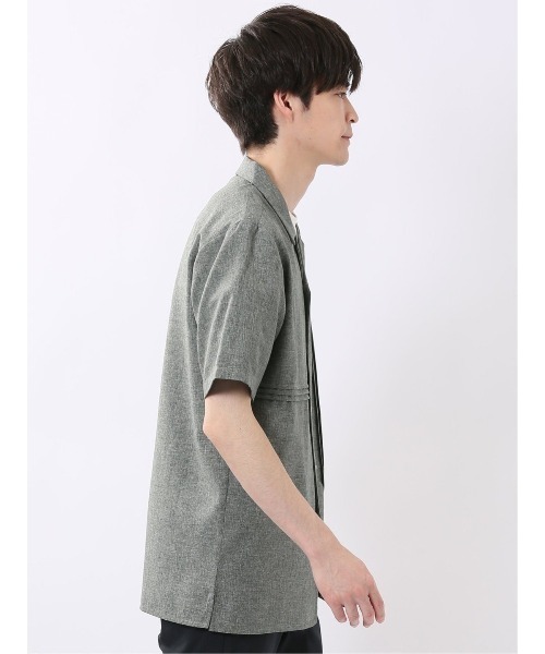 m.f.editorial(エムエフエディトリアル)の「【リネン調 開襟】m.f.エディトリアル メンズ オープンカラー 半袖 シャツ(シャツ/ブラウス・メンズ・オリーブ/グレー/ベージュ・LARGE/MEDIUM/X-LARGE)」の14枚目の写真